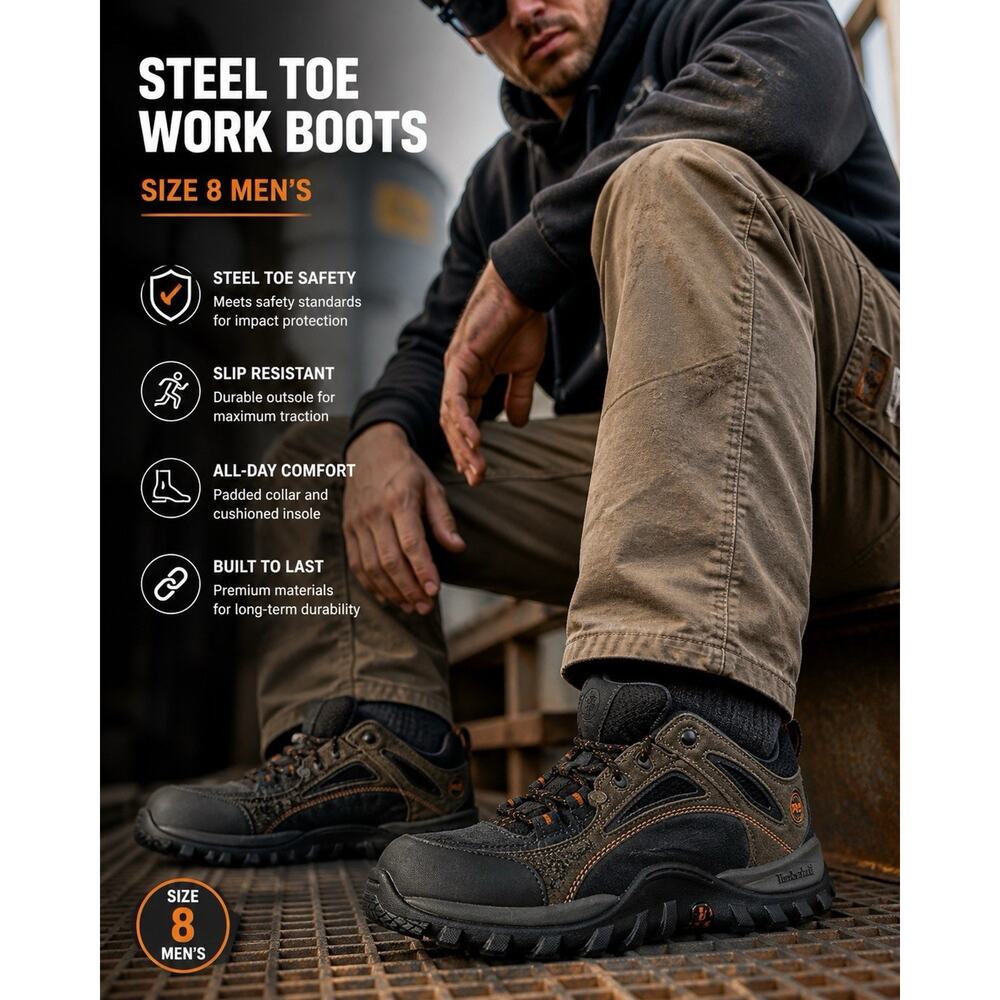 Timberland Pro Mudsill Steel Toe Work Shoe Mens 61009 Mens 8M Workwear NWT